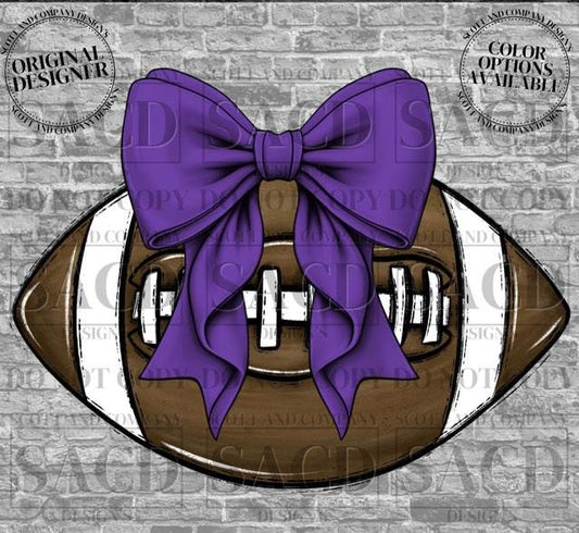 Purple Football Bow