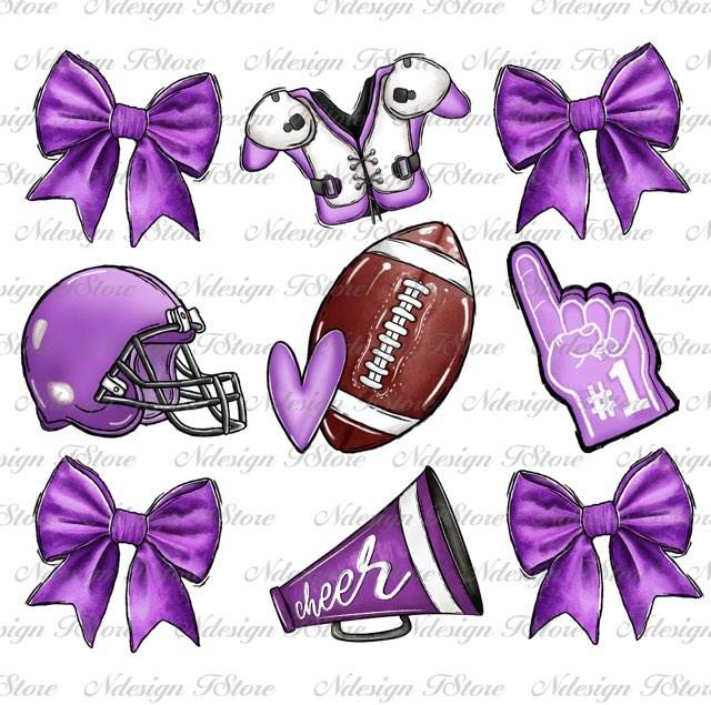 Purple Football & Bows